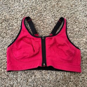 Champion Front Zip Sports Bra Red Black 1X - 38C / 40BC